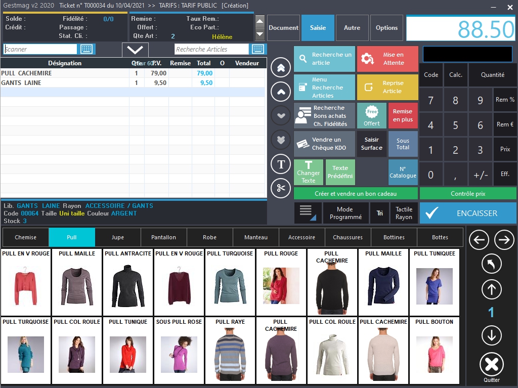 écran de caisse gestmag prêt-à-porter